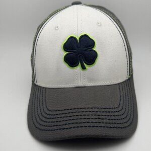 Black Clover Hat Cap Fitted Mens L/XL Gray White Embroidered Golf Memory-Fit